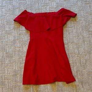 Anthropologie Red Off-Shoulder Dress